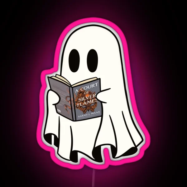 Cute Ghost Reading Acosf Book Spooky Book Club Kindle RGB Neon Sign