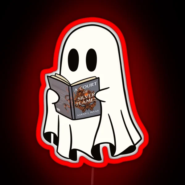 Cute Ghost Reading Acosf Book Spooky Book Club Kindle RGB Neon Sign
