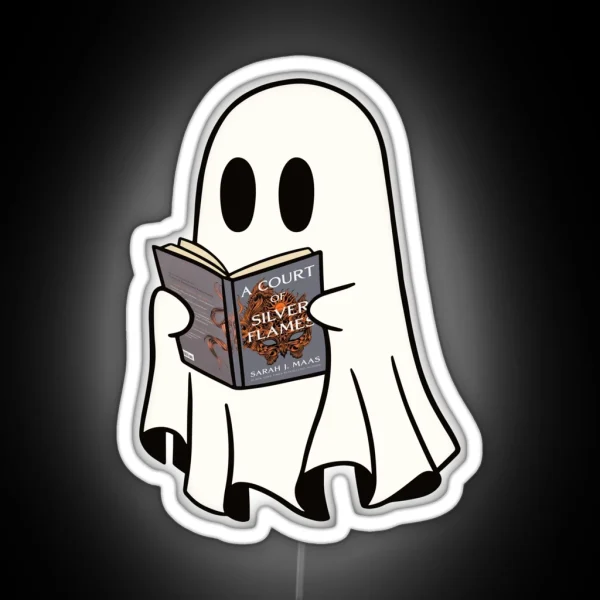 Cute Ghost Reading Acosf Book Spooky Book Club Kindle RGB Neon Sign