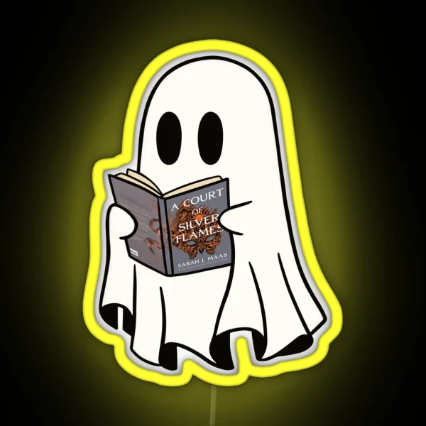 Cute Ghost Reading Acosf Book Spooky Book Club Kindle RGB Neon Sign