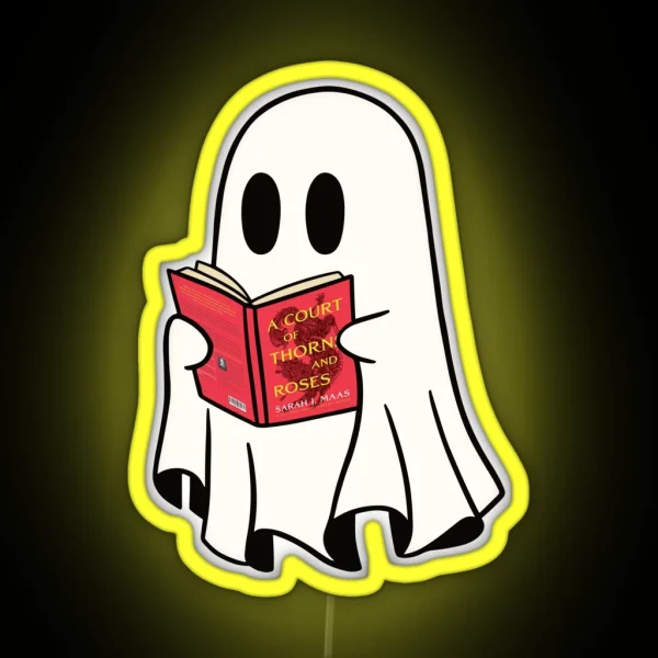 Cute Ghost Reading Acotar Book Spooky Book RGB Neon Sign