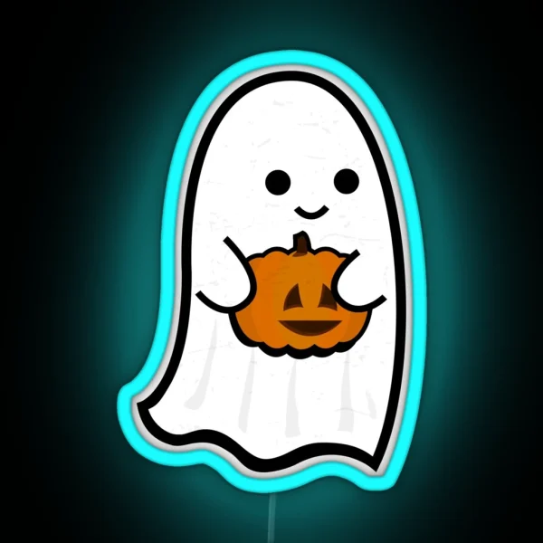 Cute Ghost S Jack O Lantern RGB Neon Sign