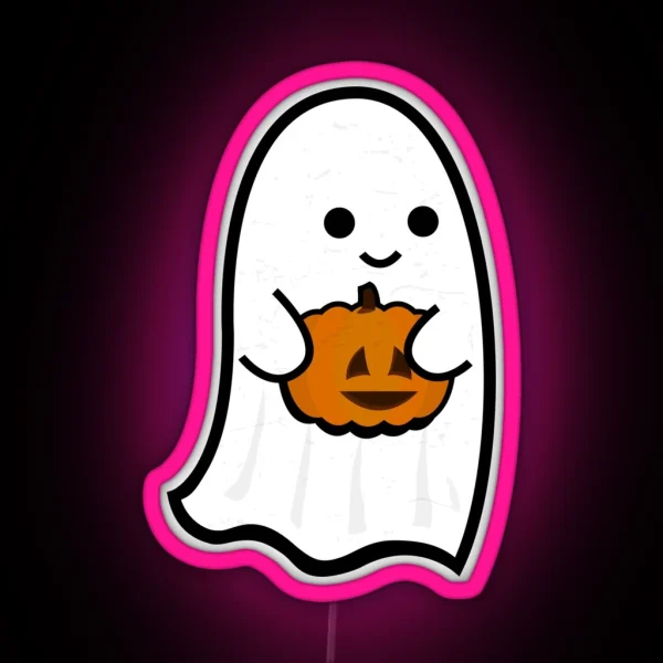 Cute Ghost S Jack O Lantern RGB Neon Sign