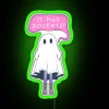 Whimsical RGB Neon Sign Featuring Adorable Ghost with Storage Compartments