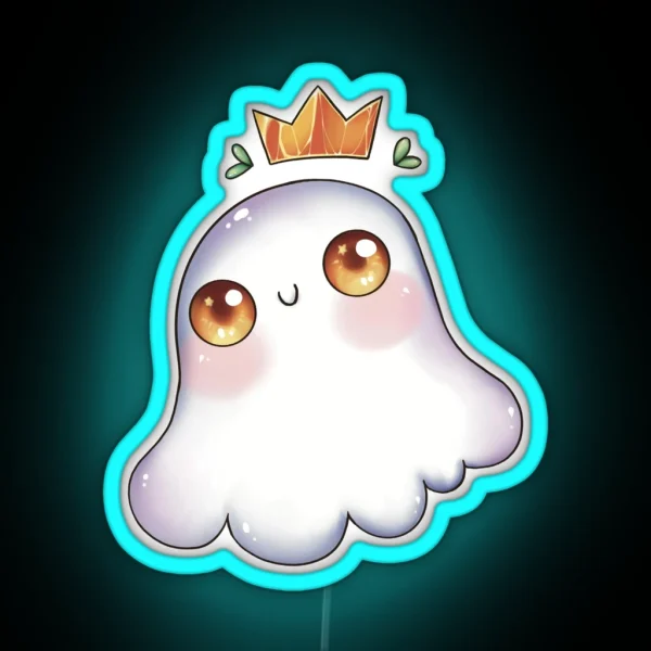 Cute Ghost With A Crown RGB Neon Sign
