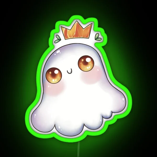 Cute Ghost With A Crown RGB Neon Sign