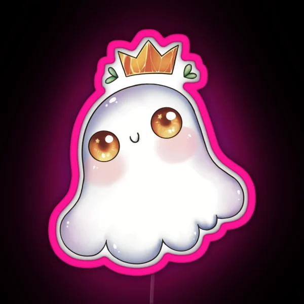 Cute Ghost With A Crown RGB Neon Sign