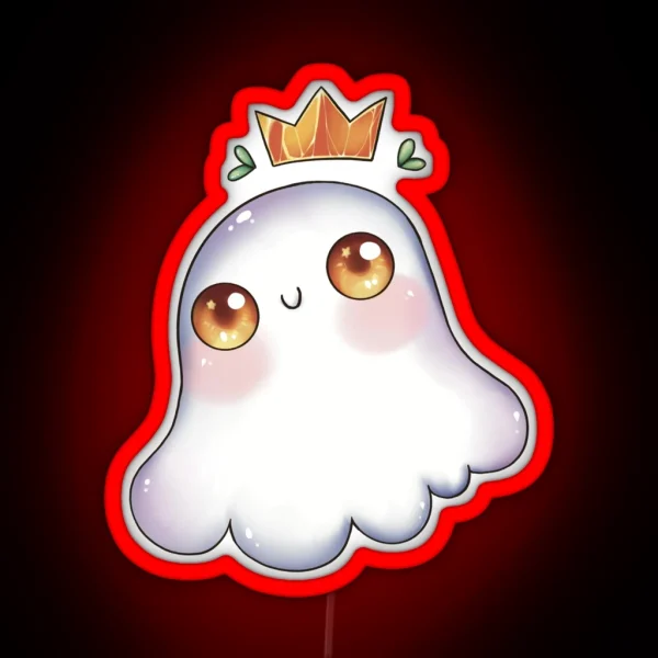 Cute Ghost With A Crown RGB Neon Sign