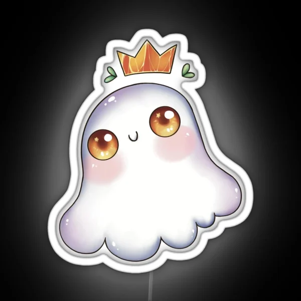 Cute Ghost With A Crown RGB Neon Sign