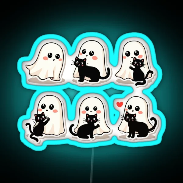 Cute Ghostly Friends RGB Neon Sign