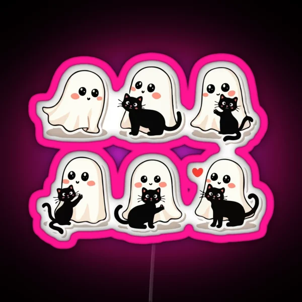 Cute Ghostly Friends RGB Neon Sign