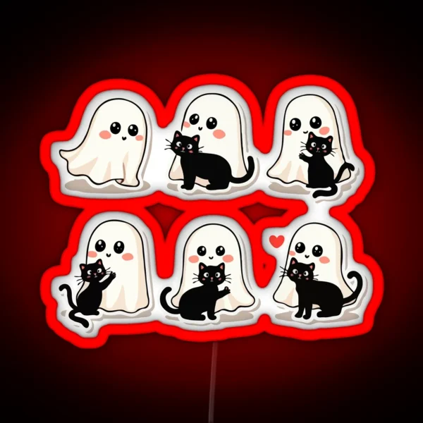 Cute Ghostly Friends RGB Neon Sign