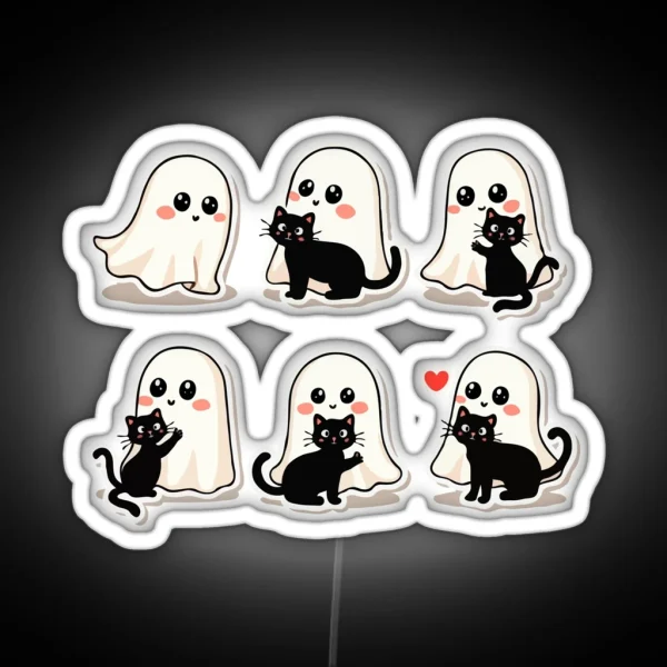Cute Ghostly Friends RGB Neon Sign