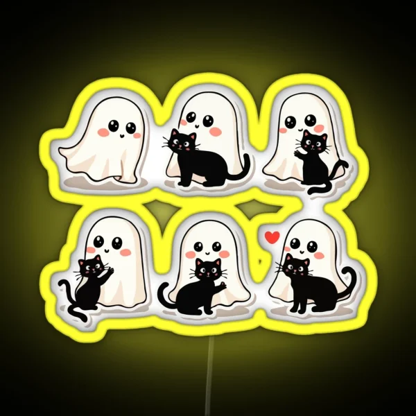 Cute Ghostly Friends RGB Neon Sign