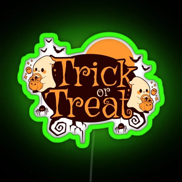 Cute Ghosts Trick Or Treat RGB Neon Sign