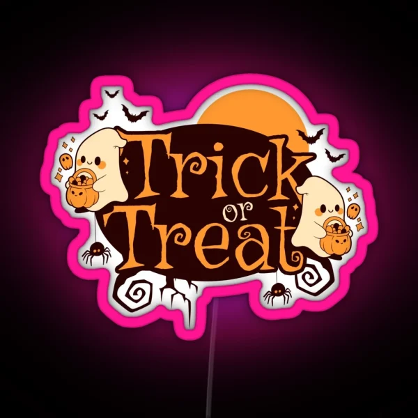 Cute Ghosts Trick Or Treat RGB Neon Sign