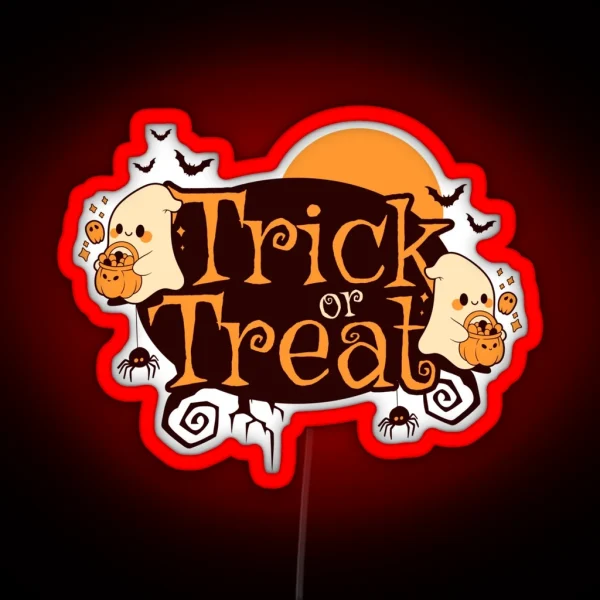 Cute Ghosts Trick Or Treat RGB Neon Sign