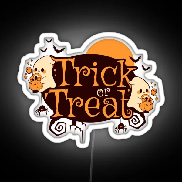 Cute Ghosts Trick Or Treat RGB Neon Sign