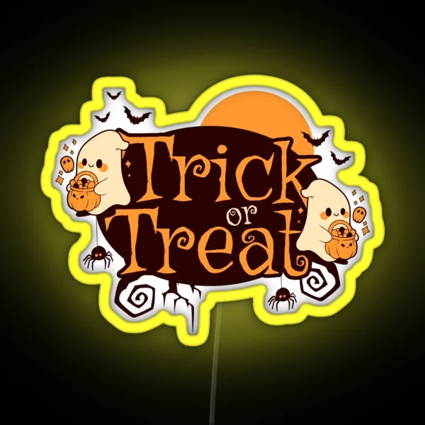 Cute Ghosts Trick Or Treat RGB Neon Sign