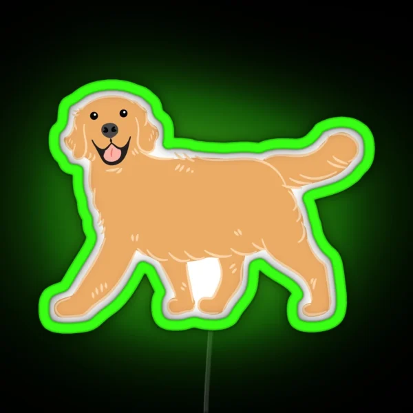 Cute Golden Retriever RGB Neon Sign
