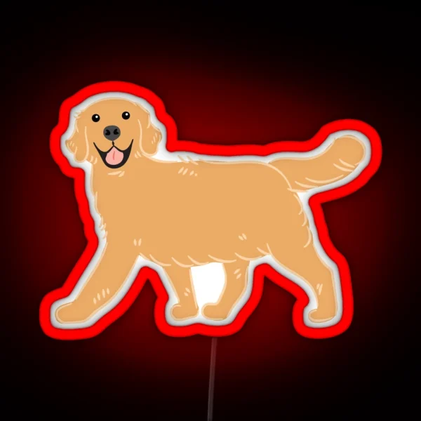 Cute Golden Retriever RGB Neon Sign