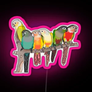 Cute Green Cheek Conures Parakeet Parrot RGB Neon Sign