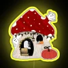 Whimsical Halloween mushroom and ghost LED neon decorative wall art