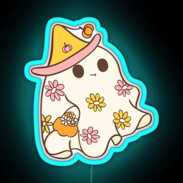 Cute Halloween Retro Ghost RGB Neon Sign