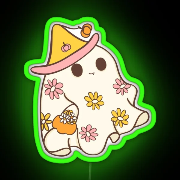 Cute Halloween Retro Ghost RGB Neon Sign