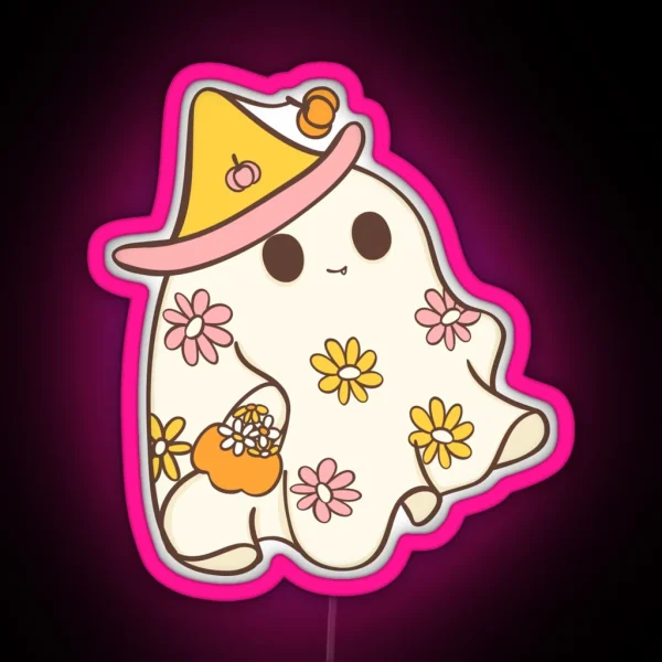 Cute Halloween Retro Ghost RGB Neon Sign