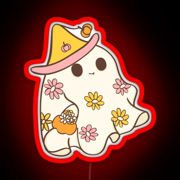 Cute Halloween Retro Ghost RGB Neon Sign