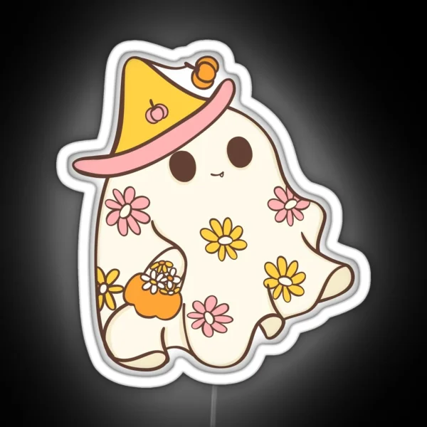 Cute Halloween Retro Ghost RGB Neon Sign