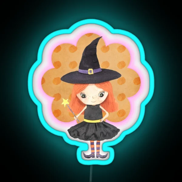 Cute Halloween Witch RGB Neon Sign