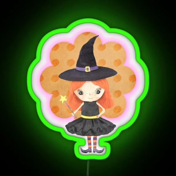 Cute Halloween Witch RGB Neon Sign