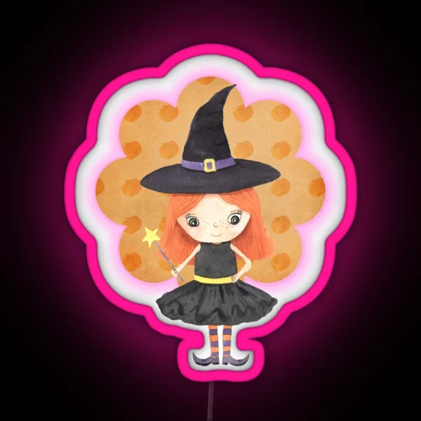 Cute Halloween Witch RGB Neon Sign