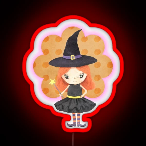 Cute Halloween Witch RGB Neon Sign