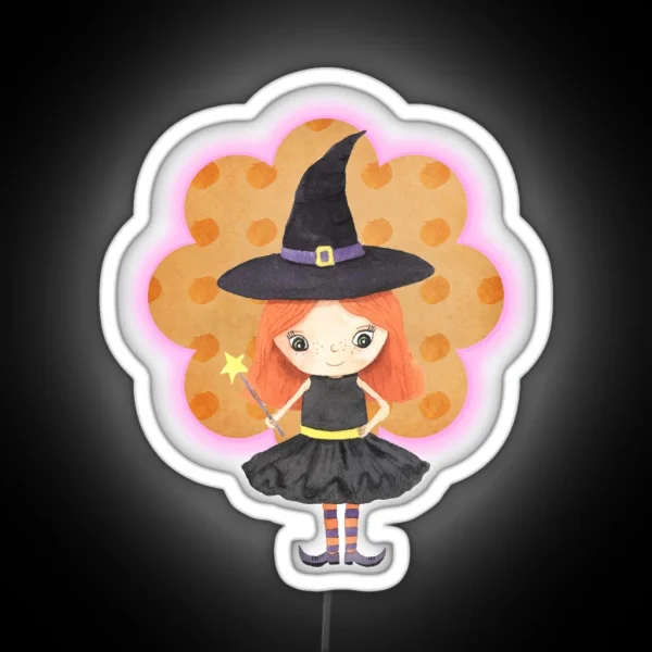 Cute Halloween Witch RGB Neon Sign
