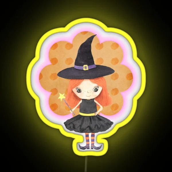 Cute Halloween Witch RGB Neon Sign