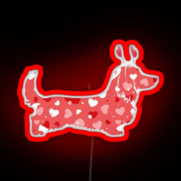 Cute Hearts Dachshund Dog Puppy Lover RGB Neon Sign