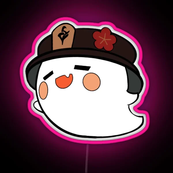 Cute Hu Tao Ghost Companion RGB Neon Sign