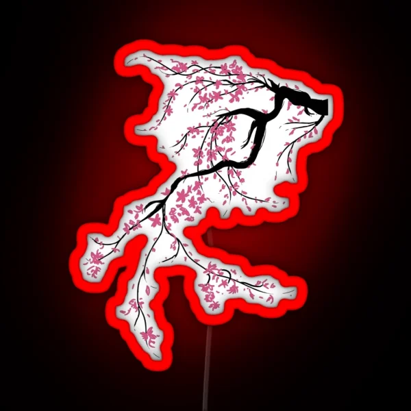 Cute Japanese Cherry Blossom Tree Led Print Design RGB Neon Sign