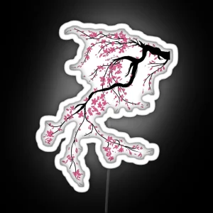 Cute Japanese Cherry Blossom Tree Led Print Design RGB Neon Sign