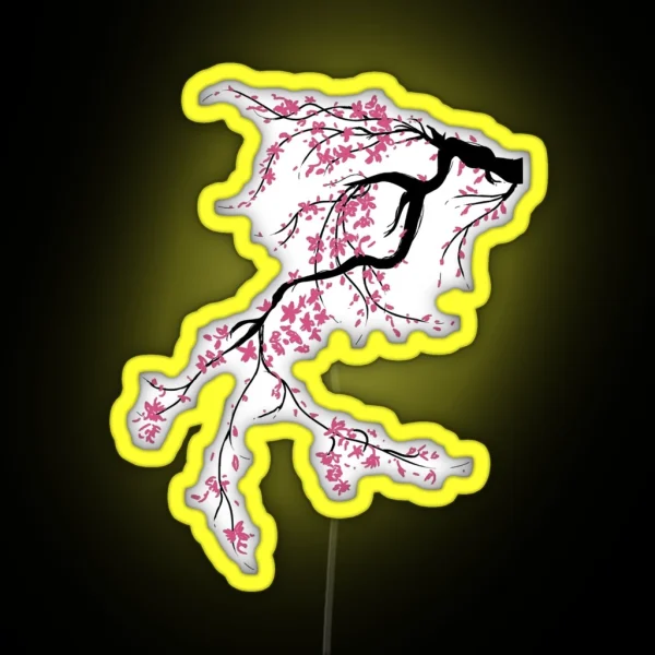 Cute Japanese Cherry Blossom Tree Led Print Design RGB Neon Sign