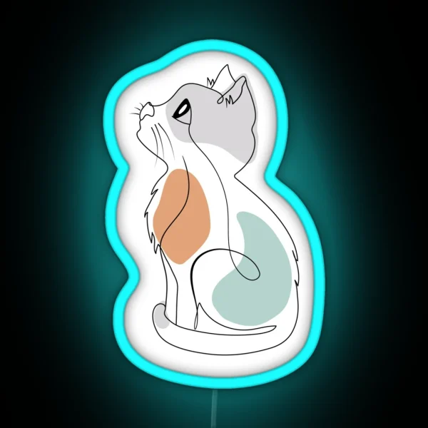 Cute Kitten Cuteness Line Art RGB Neon Sign
