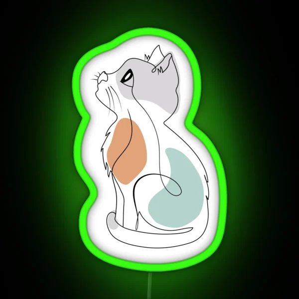 Cute Kitten Cuteness Line Art RGB Neon Sign