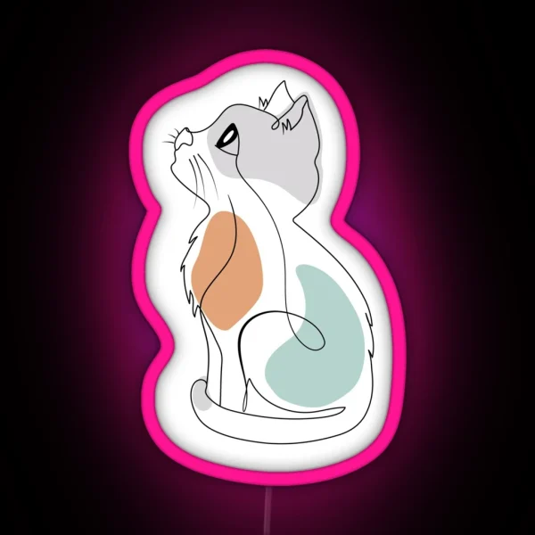 Cute Kitten Cuteness Line Art RGB Neon Sign