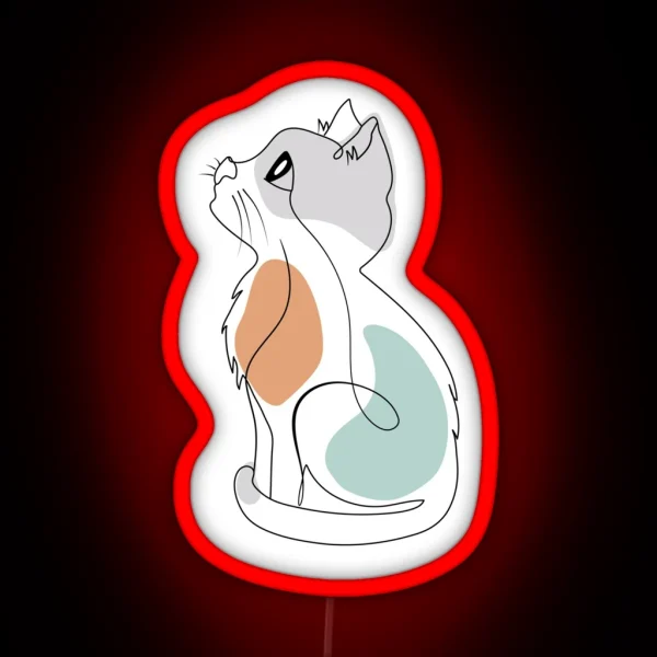 Cute Kitten Cuteness Line Art RGB Neon Sign