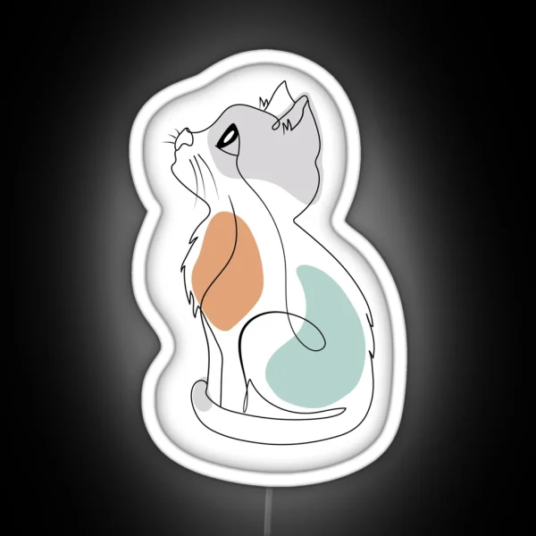 Cute Kitten Cuteness Line Art RGB Neon Sign