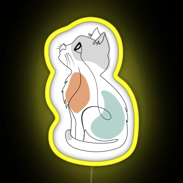 Cute Kitten Cuteness Line Art RGB Neon Sign