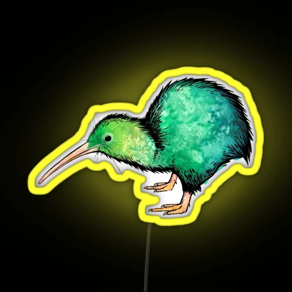 Cute Kiwi Watercolour Art RGB Neon Sign
